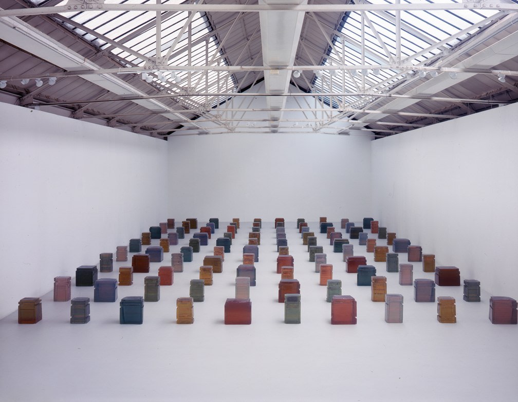 Rachel Whiteread
Untitled (One Hundred Spaces),&amp;nbsp;1995
Resin (100&amp;nbsp;units)
Dimensions variable