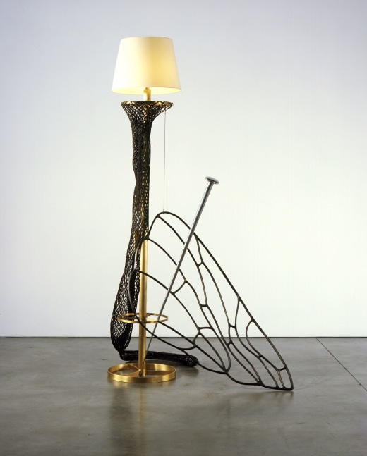 Tunga
Pin Upside Down #2, 2007
Brass, cast aluminum, braided iron wires covered with nylon, epoxy resin, iron canvas galvanized with zinc
120 1/8 x 64 x 62 inches
(305.0 x 162.5 x 157.5 cm)