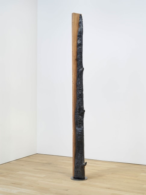 Oscar Tuazon
Oil City (Douglas fir), 2021
Charred wood post with Aqua-Resin
98 x 10 1/2 x 10 1/2 inches
(248.9 x 26.7 x 26.7 cm)